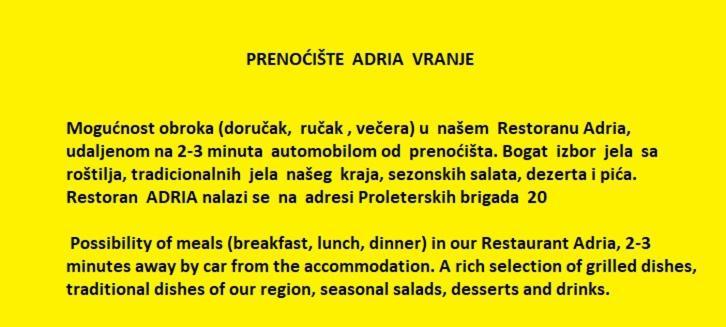 Prenociste Adria Vranje Exterior foto